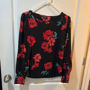 Floral Black and Red Women's Top